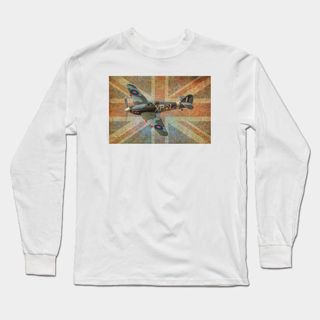 Hawker Hurricane and Union Jack Long Sleeve T-Shirt by SteveHClark